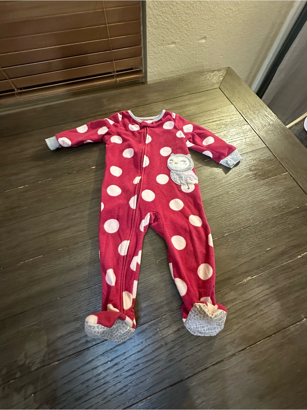 18mth Carters Magenta Polka Dot Owl One-Piece Footed Pajamas